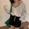 Deeptown Vintage Harajuku Sweatshirts Women Kpop Gyaru Off Shoulder Y2k Streetwear Hoodie Oversized Crop Tops Korean Fashion - Image 4