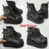 New Gothic Style Platform Vampire Cosplay Women Mid-calf Boots 2022 Winter Wedges Comfy Women Motorcycle Boots Shoes - Image 3