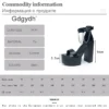 Gdgydh Ankle Strap Block Heels for Women Sexy Platform Sandals with Chain Black Open Toe Gothic Summer Shoes Ladies Party Dress - Image 6