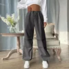 Women Summer 2024 New Hip Hop Casual Streetwear Pockets Bandage Korean Fashion Straight Trousers Ladies Solid Loose Long Pants - Image 4