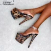 Stripper 20cm Leopard Print Nightclub Peep Toe Clear Platform 8Inch Sandals Women Gothic Shoes Sexy Pole Dance Exotic Thin Heels - Image 4