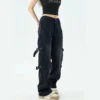 Zoki Black High Waist Cargo Jeans Women Autumn Korean Baggy Punk Streetwear Casual Denim Pants Y2K Hip Hop Chic Denim Trousers - Image 5