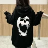 Long Sweatshirts for Women Black Graphic Punk Tops Hip Hop Novelty Matching Korean Streetwear Female Clothes Y2k E Cotton Sleeve - Image 4