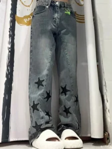 Y2K Star Printed Jeans Wide Leg Cotton Denim Trousers Hip Hop Harajuku Baggy Casual Cozy Pants Korean 90S Streetwear High Street - Image 2