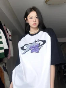 2023 Oversized Graphic T-shirts Women Y2k Harajuku American Vintage Korean Streetwear BF Short Sleeve Tee Casual Female Tops - Image 4