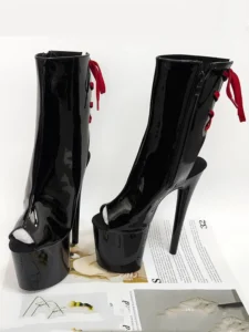 Lace Up Platform Boots Stripper High Heels 8Inches Pole Dance Exotic Women Shoes Peep Toe Stripper Gothic 20cm Sexy FetishWomen - Image 3