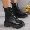 Winter Silver Crystal Thick Sole Ankle Boots Women's Gothic Thick Sole Motorcycle Boots Women's Luxury Rhinestone Punk Shoes - Image 4