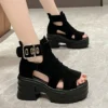 Gothic Chunky Platform Sandals Women Summer 2023 Wedges Peep Toe Gladiator Shoes Woman Thick Bottom High Heels Sandalias Mujer - Image 6