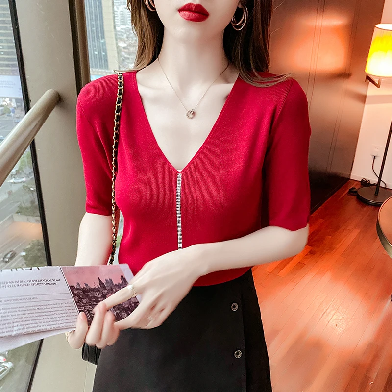 European Style Ladies Fashion Sexy Hot Fix T Shirts for Women Clothing Female Girls Vintage Gothic Aesthetic Woman Tops