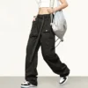 HOUZHOU Cargo Pants Women Oversize Parachute Wide Leg Trousers Female Streetwear Hip Hop Loose Casual Korean Pocket Safari Style - Image 3