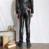 Mens Fashion Multi-zipper Pu Leather Pants Nightclub Stage Singer Prom Faux Leather Pants Men Punk Rock Steampunk Trousers Male - Image 2