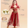 Girls Jasmine Princess India Belly Dance Top Pants Set Kids Arabian Sari Stage Costume Fancy Bollywood Children Rave Outfit - Image 6