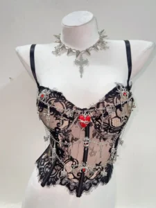 y2k Tops harajuku fashionPunk Tank Tops Cross Tank Tops y2k clothes y2k crop top gothic clothese girl clothes Gothic Tank Tops - Image 5