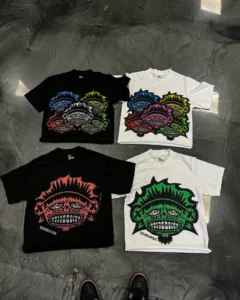 Y2K retro fashion versatile gothic oversized printed short-sleeved men's T-shirt casual Harajuku streetwear tops couple style - Image 3