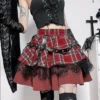 Gothic Harajuku Girls Plaid Pleated Skirt Y2k Lolita Cake Mini Skirts Punk Sweet Lace Kawaii Clothing Cosplay Costume - Image 2