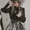 Gothic Y2k Shirts Women Vintage Lolita Style Gigot Sleeve Blouses Girls Victorian Sweet Lace Ruffles Bandage Tops Blusas Mujer