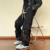 Green Cargo Pants Men Oversize Zipper Black Cargo Trousers Male Streetwear Hip Hop Pocket Spring Loose Casual Workwear - Image 5