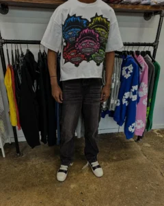 Y2K retro fashion versatile gothic oversized printed short-sleeved men's T-shirt casual Harajuku streetwear tops couple style - Image 4