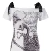 Women Y2k Grunge Short Sleeve T-Shirts Aesthetic Graphic Off-Shoulder Crop Tops E-Girl Punk Gothic Tee Shirts Summer