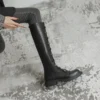 Women Shoes Spring Women Boots Autumn Fashion Black Gothic Boots Punk Combat Mid-Calf Boots for Women - Image 4