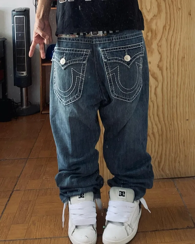 American New Fashion Solid Color Washed Baggy Jeans Men Y2K Street Harajuku Vintage Popular Gothic High Waist Wide Leg Trousers