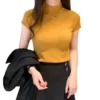 Streetwear Short Sleeve T Shirts Y2k Tops Korean Harajuku Women Fashion Clothing Party Ropa De Mujer Sexy Turtleneck Yellow Tees - Image 6