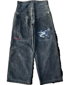 2024 New JNCO Harajuku Casual Loose Solid Color Multi-pocket Washed Jeans Y2K Street Hip-hop Wide-leg Pants For men and women - Image 3