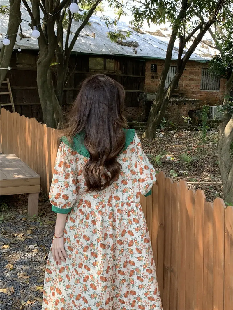 Plus Size 5XL 150KG Summer Floral Dress Big Collar Sweet Women Dress Short Sleeve Vintage Large Loose Vestidos - Image 6