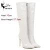 Knee-High Women's Boots Fashion Pointed Zipper High Heel 10cm High Tube Sexy Ladies Boots Plus size 34-48 Gothic Fetish Stiletto - Image 3