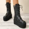 Plus Size43 Platform Boots Gothic Boots Lady Buckle Autumn Shoes Women Knee High Boots Punk Street Cosplay Botas Motorcycle - Image 4