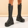 2023 Wedges High Heeled for Dropship Gothic Platform Knee High Boots Street Cool Cosplay Black Motorcycles Boots Shoes for Women - Image 3