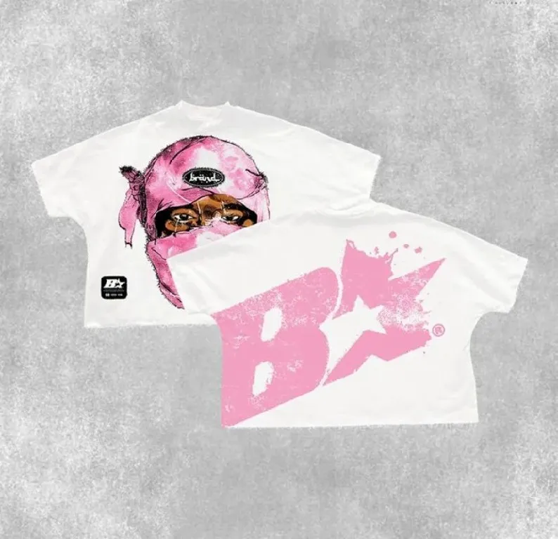 Streetwear T Shirt Y2K Tops Gothic Hip Hop Punk Rock Graphic Print Oversized TShirt Women Round Neck Cotton Short Sleeve Clothes