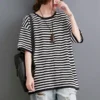 Cotton Stripe T-shirts Women Casual Loose Short Sleeve Slim Tops Summer Trend Thin Oversized T Shirt Korean Style Tshirt Y2k Top - Image 4