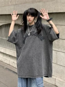 Foufurieux Oversized T-Shirt Women Top Tees Summer Korean Fashion Hip Hop Letter Harajuku Print Streetwear Vintage Goth Clothing - Image 6