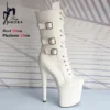 Python pattern 20cm Thin High Heels White Platform Ankle Boots Stripper Gothic Belt Buckle Pole Dance Heels Women Party Shoes - Image 4