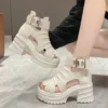 Gothic Chunky Platform Sandals Women Summer 2023 Wedges Peep Toe Gladiator Shoes Woman Thick Bottom High Heels Sandalias Mujer - Image 4