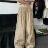 HOUZHOU Baggy Cargo Pants Women Summer Y2k Streetwear Vintage Drawstring Loose Sweatpants Casual Wide Leg Pants Hip Hop Trousers - Image 3