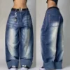 Y2k retro Korean fashion JNCO jeans female retro pattern embroidery loose high waist Korean street wear female Gothic pants - Image 6