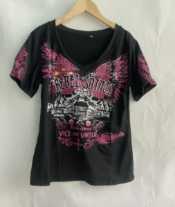 2024 Punk Summer Vintage Y2k Aesthetic Women T-shirt Slim Letter Print Harajuku V Neck Tee Shirts Femme Korean Grunge Sexy Top - Image 6