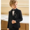 Children Black Blue Suit For Wedding Boys Girls Host Piano Ceremony Tuxedo Dress Teenager Kids Party Prom Show Photography Suit - Image 2
