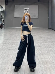 HOUZHOU Y2K Kpop Striped Cargo Pants Women Hippie Harajuku Streetwear Oversize Baggy Sweatpants Korean Style Loose Wide Trousers - Image 3