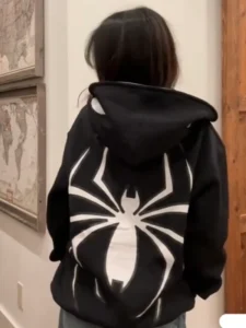 Y2K zip up hoodie women Gothic Spider Print Hoodie kawaii streetwear Sweatshirt Vintage clothing Loose Hip Hop Punk Clothes Tops - Image 5