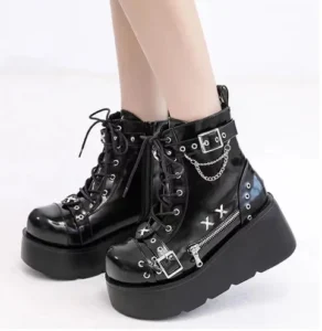 Brand New Gothic Style Platform Vampire Cosplay Women Mid-calf Boots Winter Wedges Comfy Women Motorcycle Boots Shoes 2023 - Image 5