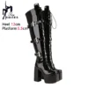 2024 New Winter Long Boots Women Over-the-Knee Black Shoes Gothic Style Thigh High Boots Block Heel Platform Shoes Botas Size 43 - Image 6