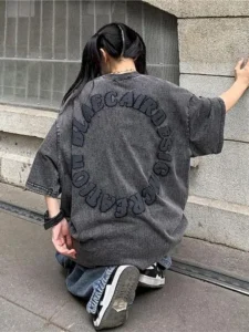 Foufurieux Oversized T-Shirt Women Top Tees Summer Korean Fashion Hip Hop Letter Harajuku Print Streetwear Vintage Goth Clothing - Image 5