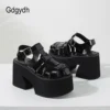 Gdgydh Women's Platform Chunky Heel Sandals Punk Style & Gothic Closed Toe Buckle Strap Gladiator Sandals Summer Shoes for Party - Image 4