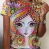 Abstract Face 3D Printed Women's T-shirt Casual Fashion Street Top Summer Large Loose T-shirt Women's Clothing