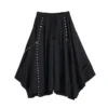 Men Ribbon Dark Black Wide Leg Pants Male Women Japan Punk Gothic Harem Trousers Kimono Skirt Pants - Image 5