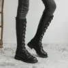 Women Shoes Spring Women Boots Autumn Fashion Black Gothic Boots Punk Combat Mid-Calf Boots for Women - Image 2