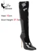 Knee-High Women's Boots Fashion Pointed Zipper High Heel 10cm High Tube Sexy Ladies Boots Plus size 34-48 Gothic Fetish Stiletto - Image 2